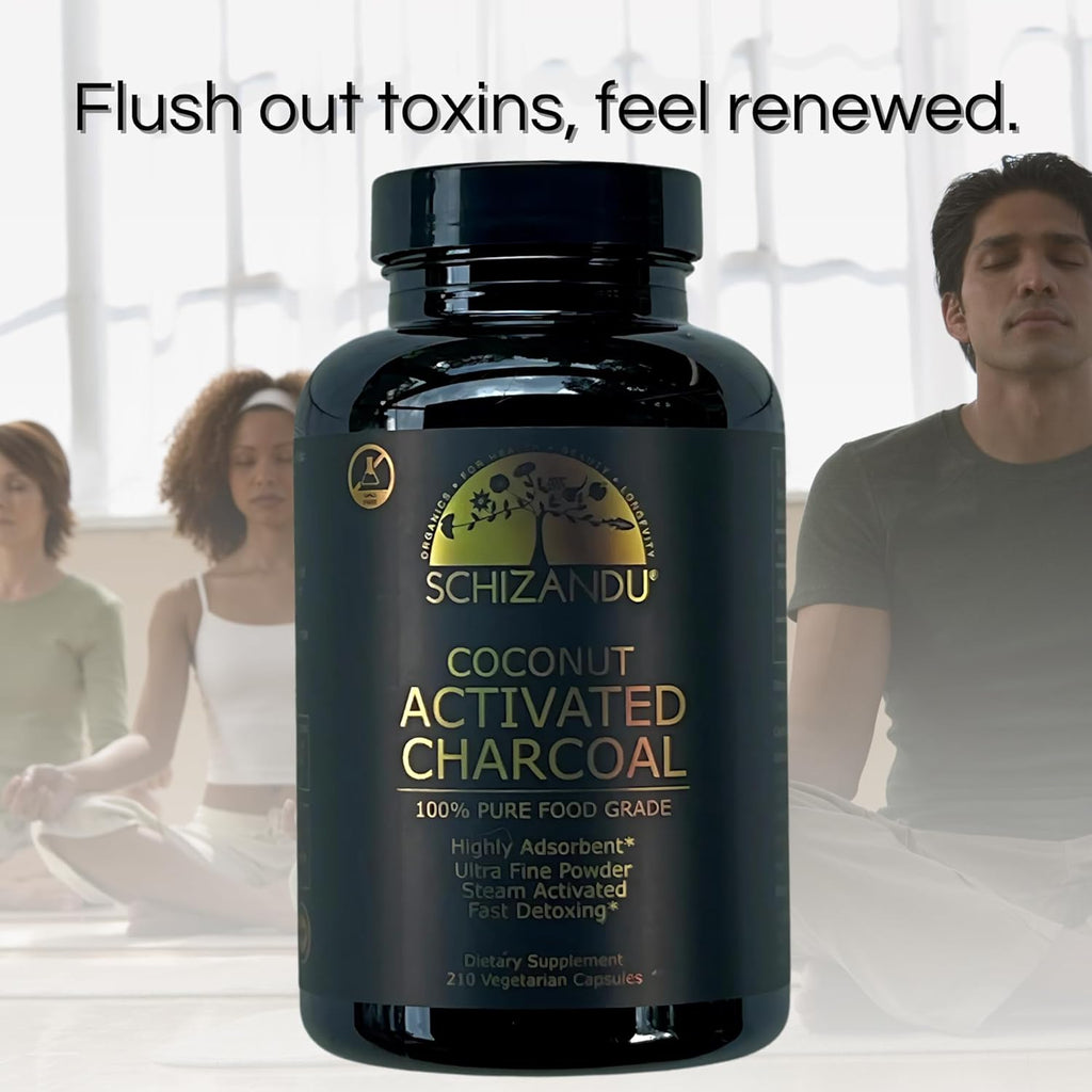 Activated Coconut Charcoal Capsules- Supports Health - Vegan, Organic, Non-GMO, No Additives - X-Large Bottle 210 Count - Pack of 2