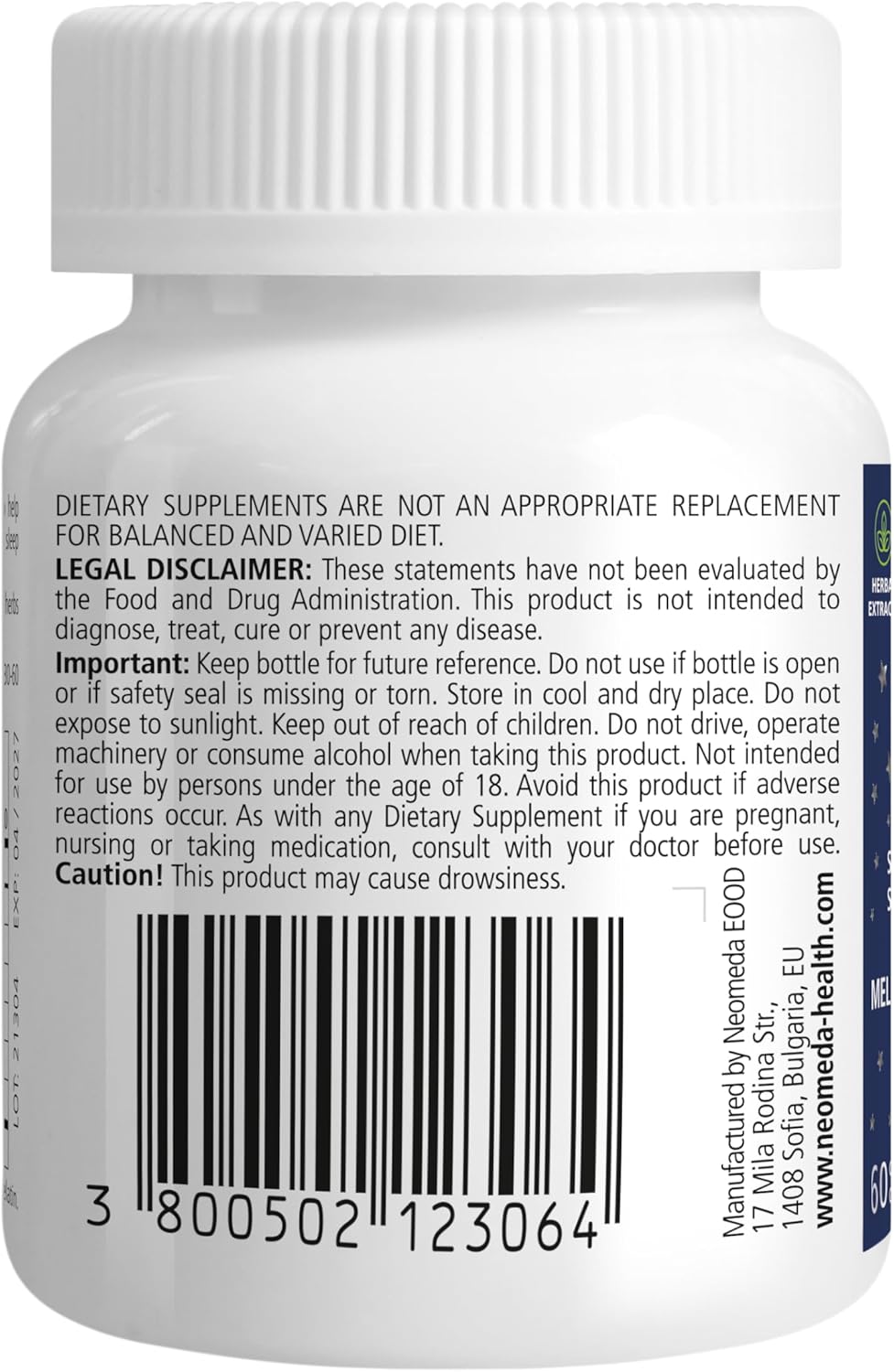 Melatonin Sleep Herbal Blend - Natural Sleep Support for Restful Nights with Melatonin 5mg & Calming Herbs - Drug-Free Dietary Supplement, 60 Capsules, 60-Day Supply