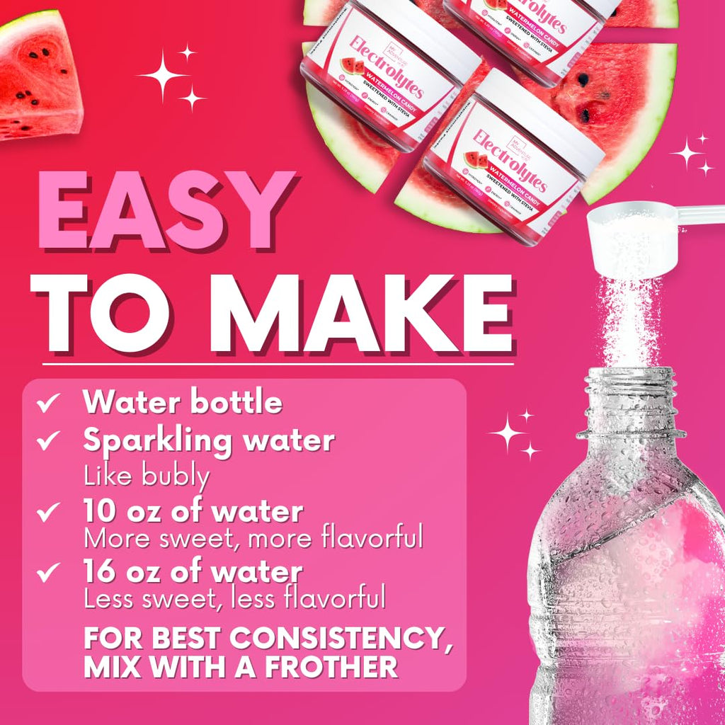 Zero Sugar - Watermelon Candy Electrolytes Powder - Refreshing Hydration - Caffeine Free Energy with All Natural Ingredients - Vegan, Keto and Paleo - Sugar Free Electrolytes Drink Mix - 30 Servings