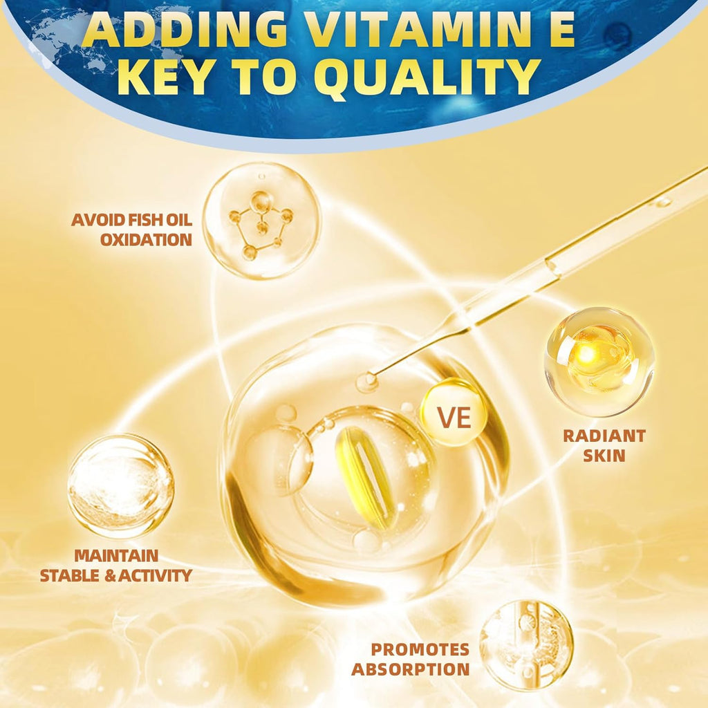 Triple Omega 3-6-9 Fish Oil 2000mg with Vitamin E - EPA & DHA Fatty Acids Supplement - Supports Heart, Brain, Eye, Skin & Immune Health - Includes Flaxseed & Borage, Non-GMO, 120 Softgels
