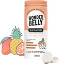 Wonderbelly Antacid Effective Heartburn and Instant Acid Indigestion Relief Extra Strength Chewable Tablets 1000 mg Calcium Carbonate No Talc or Dye Tropical Fruit 50 count