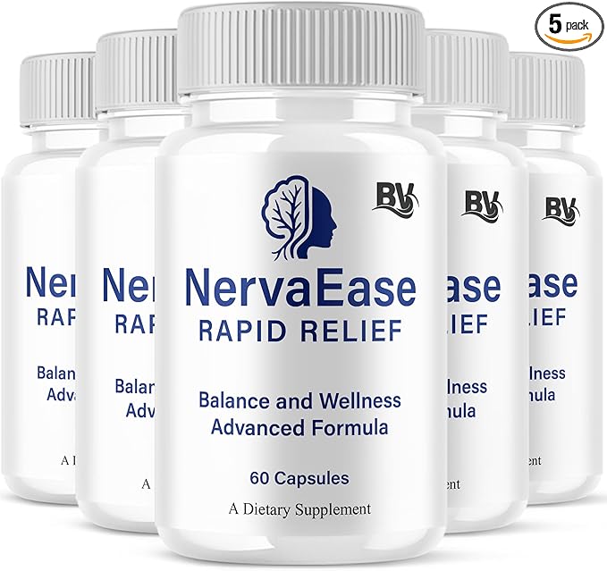 BLUE VIBE NervaEase Premium Health & Wellness Nootropic Supplement, NervaEase Advanced All Natural Health Management & Overall Support Supplement Formula Pills (5 Pack - 300 Capsules)
