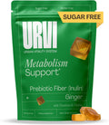 URVI® Metabolism Gummies – Inulin Prebiotic Fiber + Ginger Extract with Chromium & Choline (Minerals) – Gut Health & Digestive Support – Sugar-Free, Gluten-Free – Ginger-Lemon Flavor, 60 Count