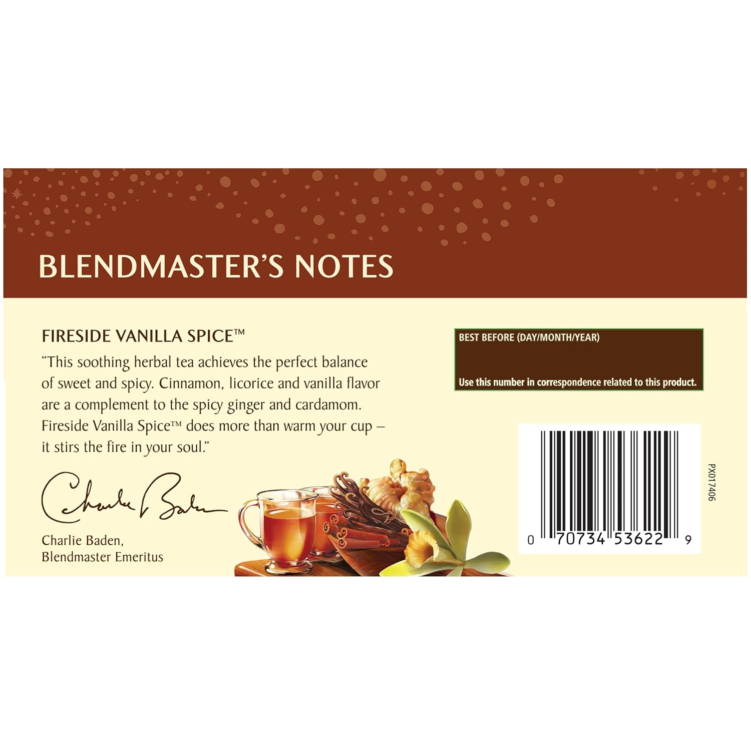 Celestial Seasonings Herbal Tea, Fireside Vanilla Spice, Caffeine Free, 20 Tea Bags (Pack of 6)