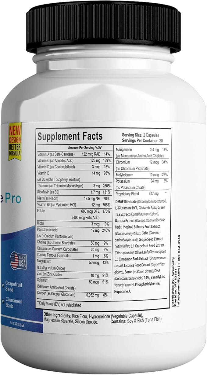 Cognicare Pro Max Brain Support Supplement Improve Memory & Focus Healthy Clear Brain Fog & Boost Cognitive Function - 60 Natural Capsules