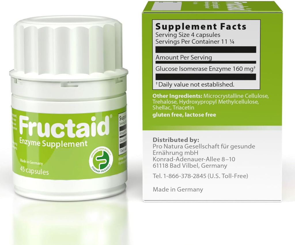 Enzyme Supplement - 45 Capsules, so That You can Enjoy Fruits, Fruit Juices, Soft Drinks, and Sweets Again, Dietary Supplement, Gluten-Free, Lactose-Free