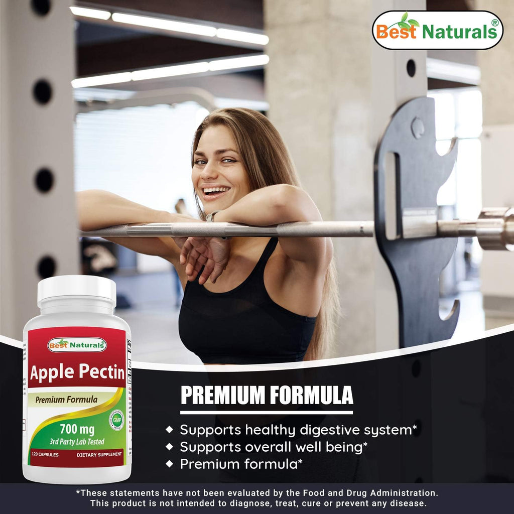 Best Naturals Apple Pectin 700 mg - Dietary Fiber - Intestinal Support - 120 Capsules (120 Count (Pack of 3))