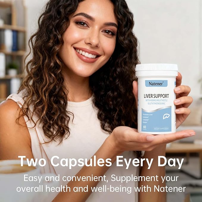 Liver Support with 200mg Milk Thistle, 100mg Glutathione, 100mg NAC, 150mg Tumeric, Dandelion, Artichoke, Liver Cleanse Detox & Repair, Supports Energy*, Immunity & Liver Health*, 60 caps