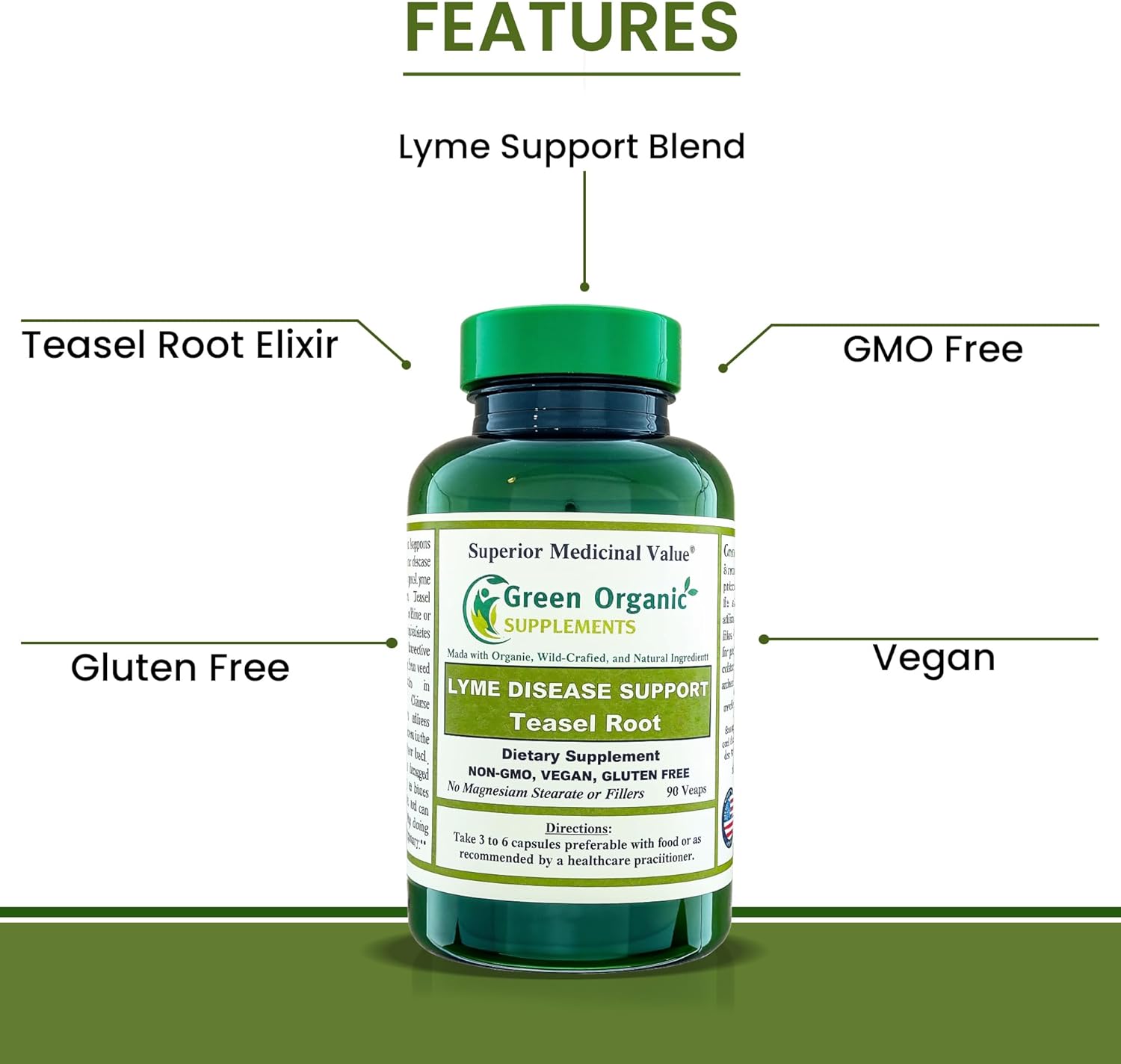 Green Organic Supplements' Lyme Disease, Teasel Root (Pack of 4)