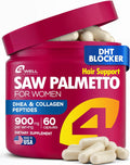 Improved Complex Saw Palmetto for Women Wellness with DHEA Supplement and Collagen Peptides 900mg - Advanced Formula for Hair Skin and Nails - Vitamins & DHT Blocker for Women Hair Growth 60 Capsules