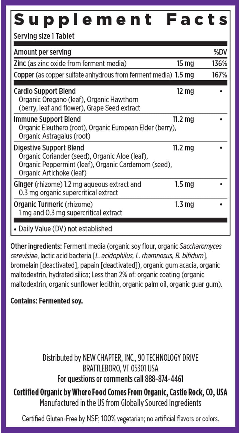New Chapter Zinc Supplement, Fermented Zinc Complex, ONE Daily for Immune Support + Skin Health, Mineral-Balancing Formula Rich in Copper, Easy to Swallow & Digest, 90 Count (3 Month Supply)