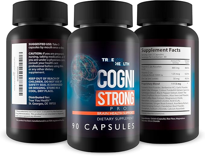 Cogni Strong Pro - Brain Health Support Supplement for Memory, Focus, Clarity, & Mood - Brain Health Supplements for Adults with Ginseng, Turmeric, Green Tea, & Vitamin D - Nootropic Brain Booster
