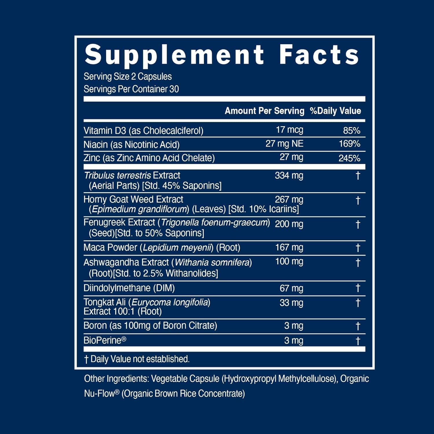 PS Natural Testosterone Booster for Men - Premium D3 and Zinc Supplements for Men with Tribulus, Horny Goat Weed, and Tongkat Ali - Test Booster and Energy Supplements (120 Capsules)