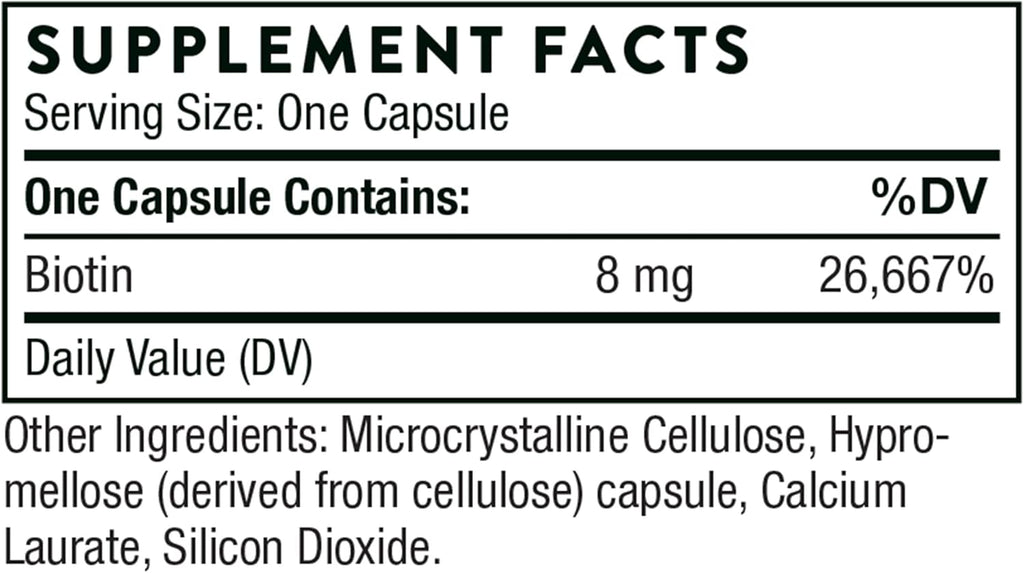 THORNE - Biotin - Vitamin B7 Supplement for Healthy Hair, Nails, Skin & Metabolism* - 60 Capsules