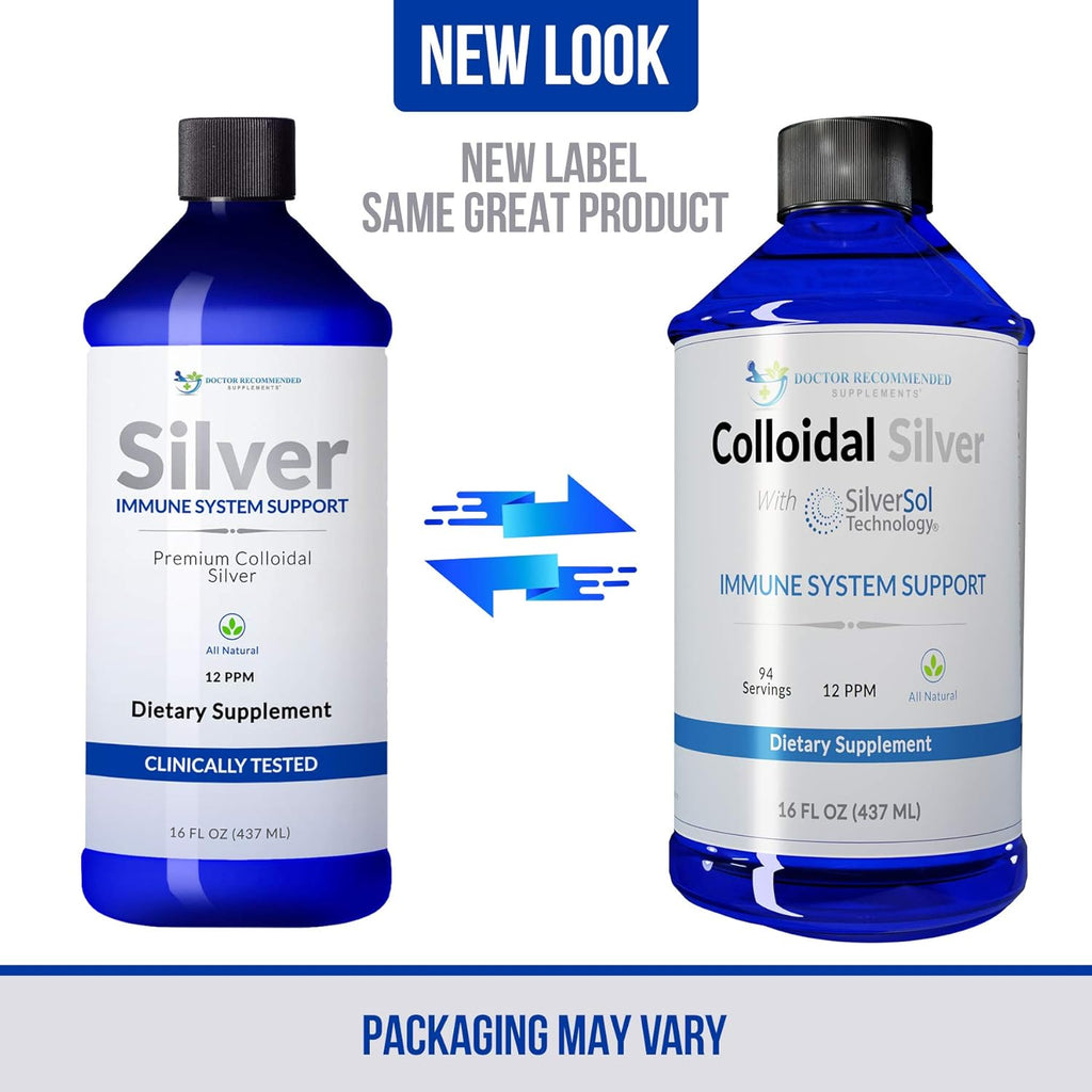 Colloidal Silver Liquid - 12 PPM Premium Silver Solution, 60 MCG Per Serving, All Natural, Vegan Immune System Support, Ionic Silver Water Daily Mineral Supplement (2-16 Fl oz Bottles)