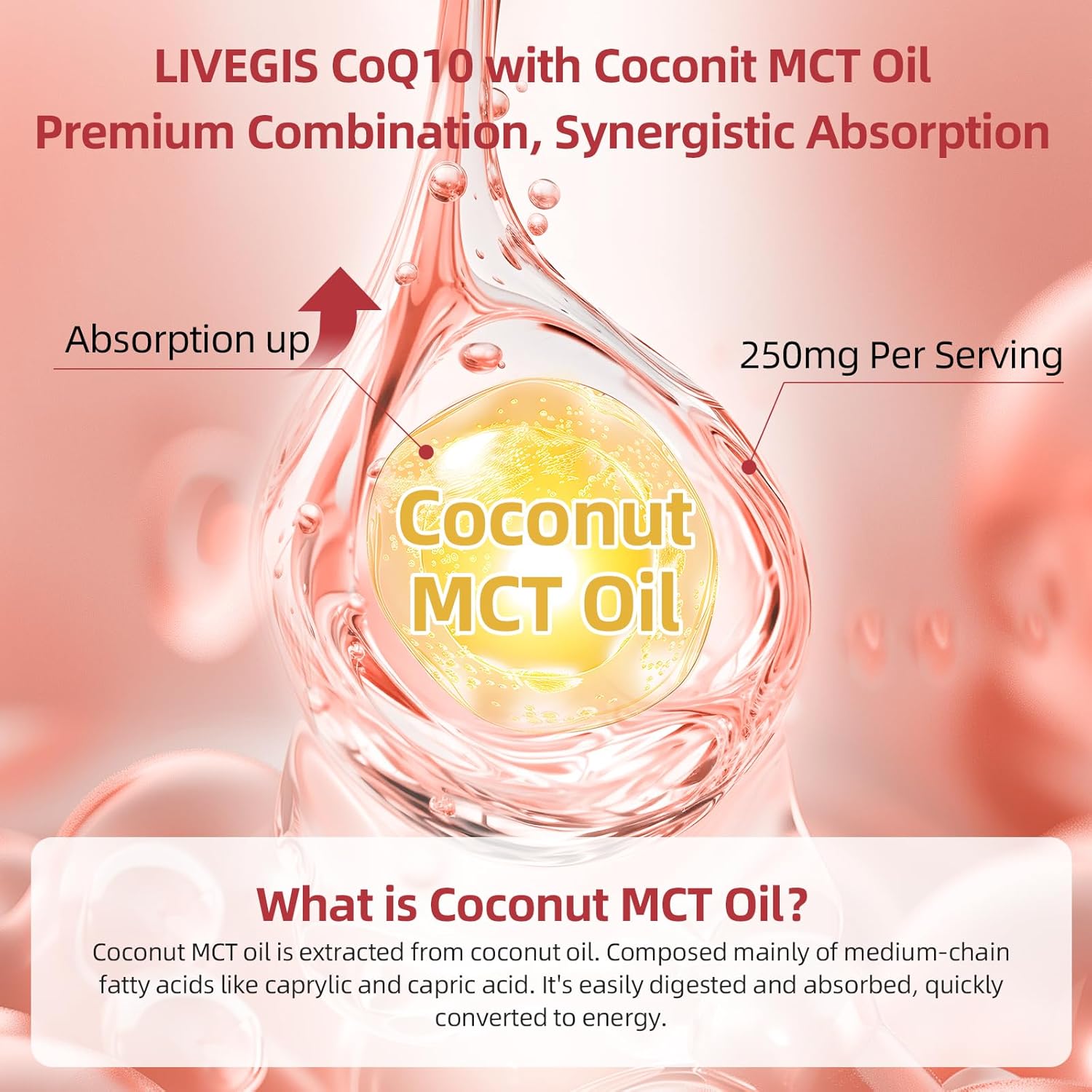 CoQ10 200mg Softgels, Ultra CoQ10 Ubiquinone 200mgWith Coconut MCT Oil, 5X Superior Absorption, Coenzyme Q10 Supplement for Heart Health & Energy - 90 Counts