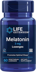 Life Extension Melatonin, 3 mg, Optimal Sleep Support, Healthy circadian Rhythms, Cellular Defense, Gluten-Free, Non-GMO, Vegetarian, 60 chewable lozenges