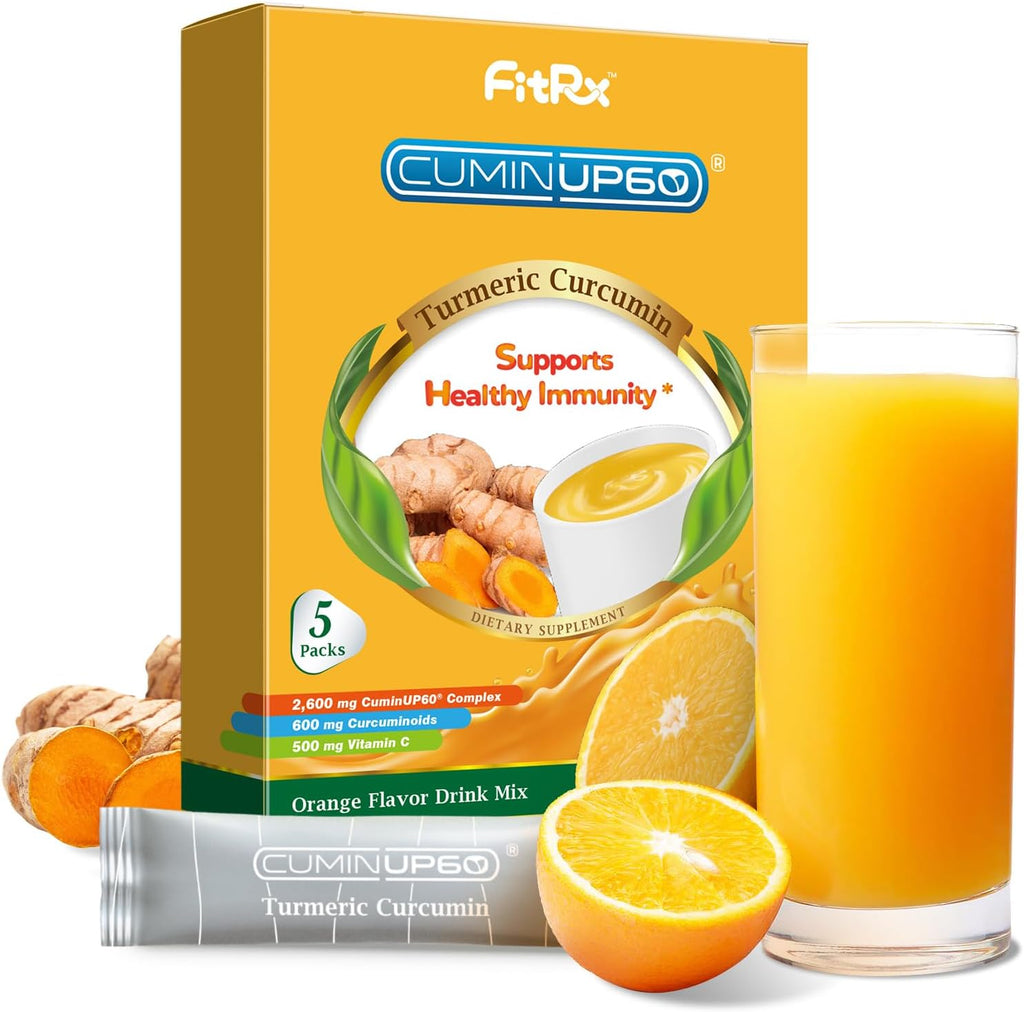 Turmeric Curcumin Drink Powder, Turmeric Shots with Vitamin C for Immunity, Orange Flavor Instant Drink Mix Packets, High Absorption Curcumin Complex, Immune & Recovery, Joint Support Supplement