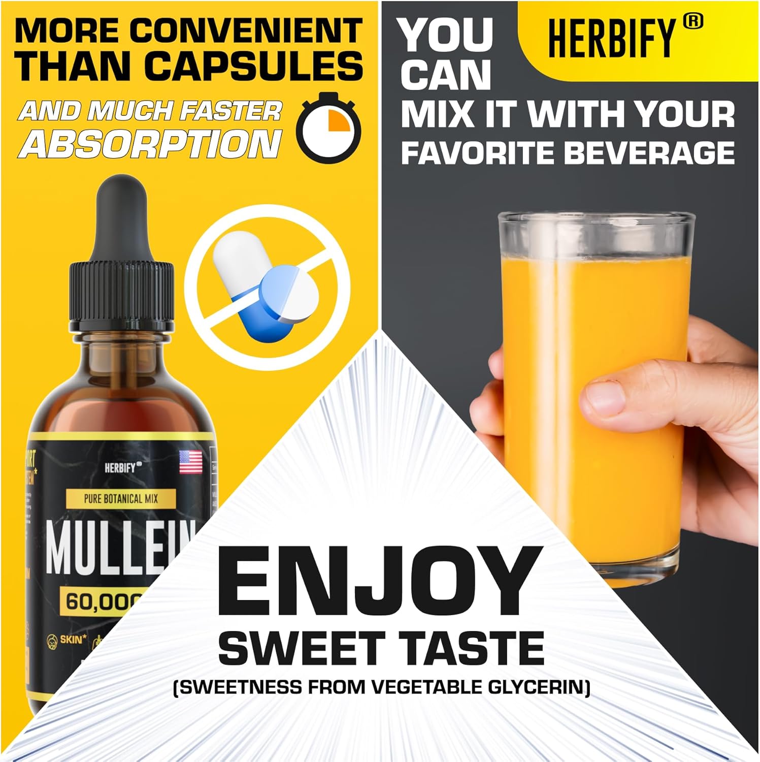 HERBIFY Mullein Extract 2 oz Tincture for Respiratory Health, Mullein Leaf and Flowers Blend (Verbascum Densiflorum)