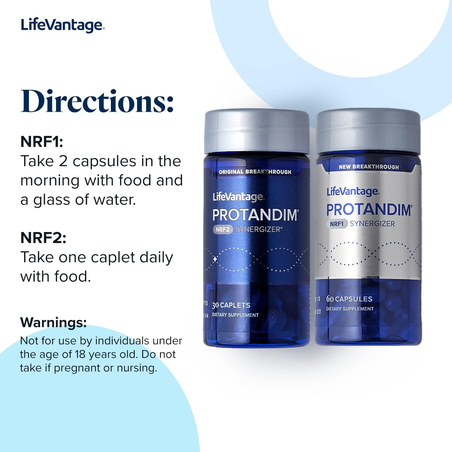 LifeVantage Protandim Dual Synergizer, NRF1 (60 Caps) + Nrf2 (30 Caps) Activators, Healthy Aging, Antioxidant, Cellular Energy Boost, Heart Health, Ashwagandha, Turmeric, CoQ10