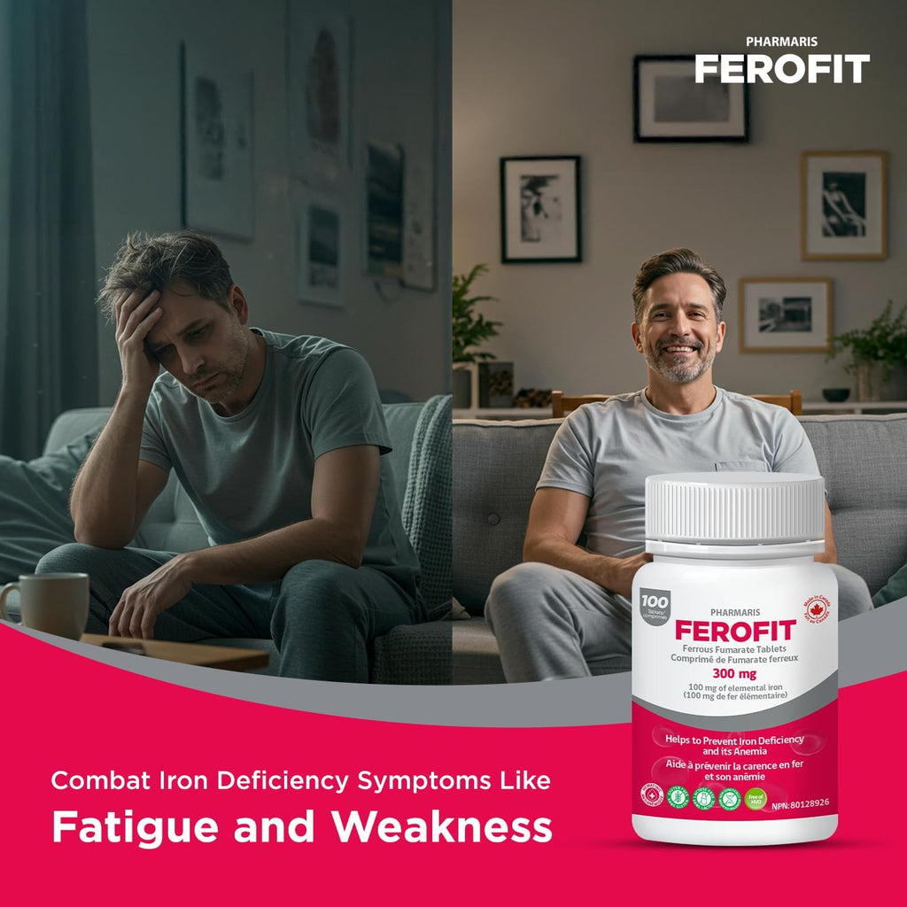 Ferofit – Ferrous Fumarate 300mg (100mg Elemental Iron), 100 Tablets, Cost-Effective Iron Supplement, Prevent Iron Deficiency Anemia, Iron Supplement for Women & Men