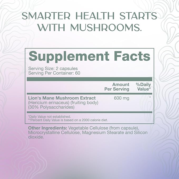 Energized Lion’s Mane® Brain Supplement | High-Potency 600 mg Lion’s Mane Mushroom Extract | Mental Clarity, Focus, Memory & Cognitive Performance Support | 120 Capsules