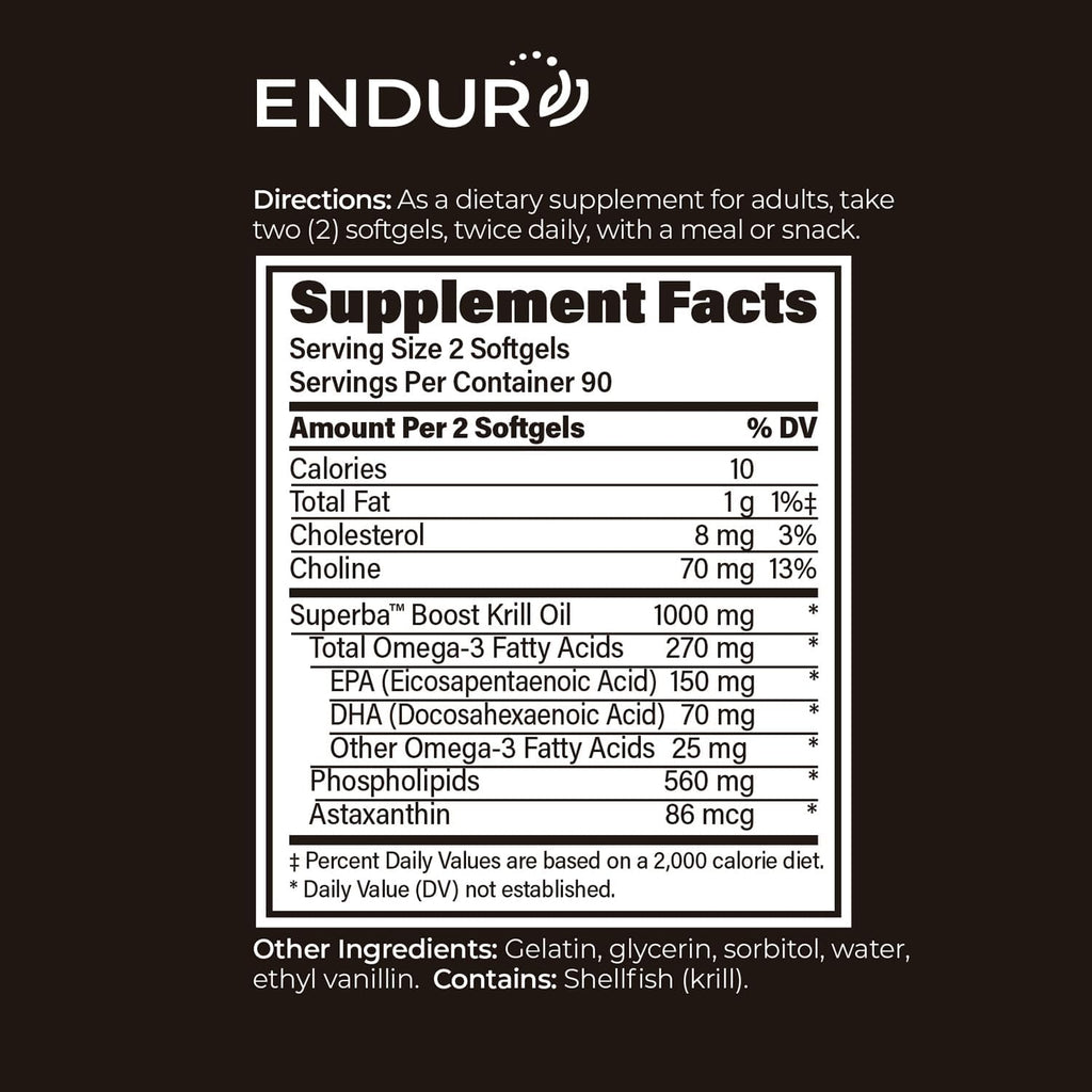 100% Pure Krill Oil - Omega-3s EPA, DHA and Astaxanthin - 1000mg Per Serving, 180 Softgels - Phospholipids Company