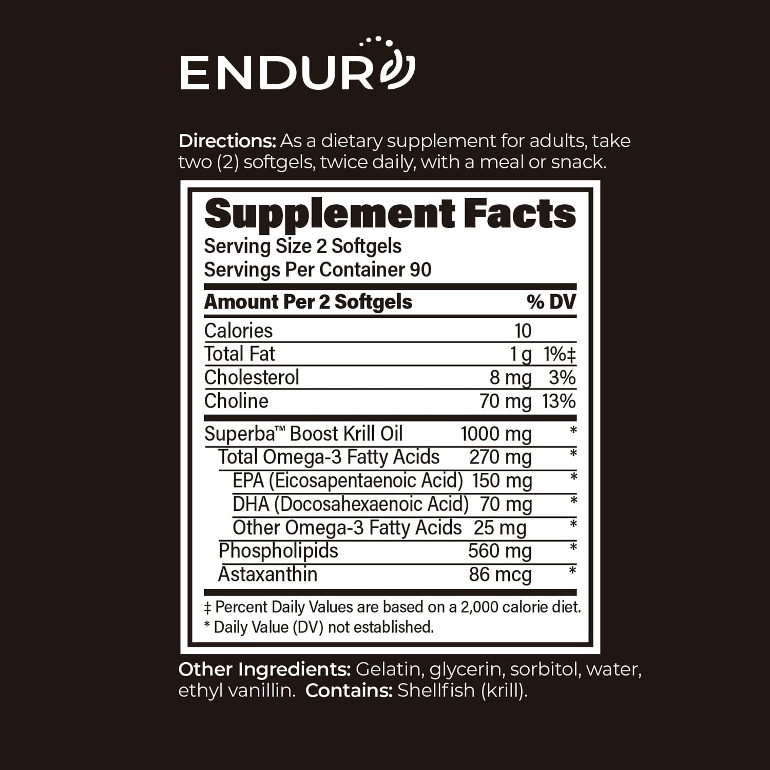 100% Pure Krill Oil - Omega-3s EPA, DHA and Astaxanthin - 1000mg Per Serving, 180 Softgels - Phospholipids Company