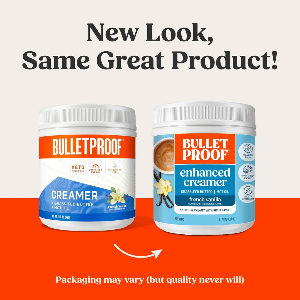 Bulletproof French Vanilla Creamer, 14.8 Ounces, Keto Coffee Creamer with MCT Oil and Grass-Fed Butter