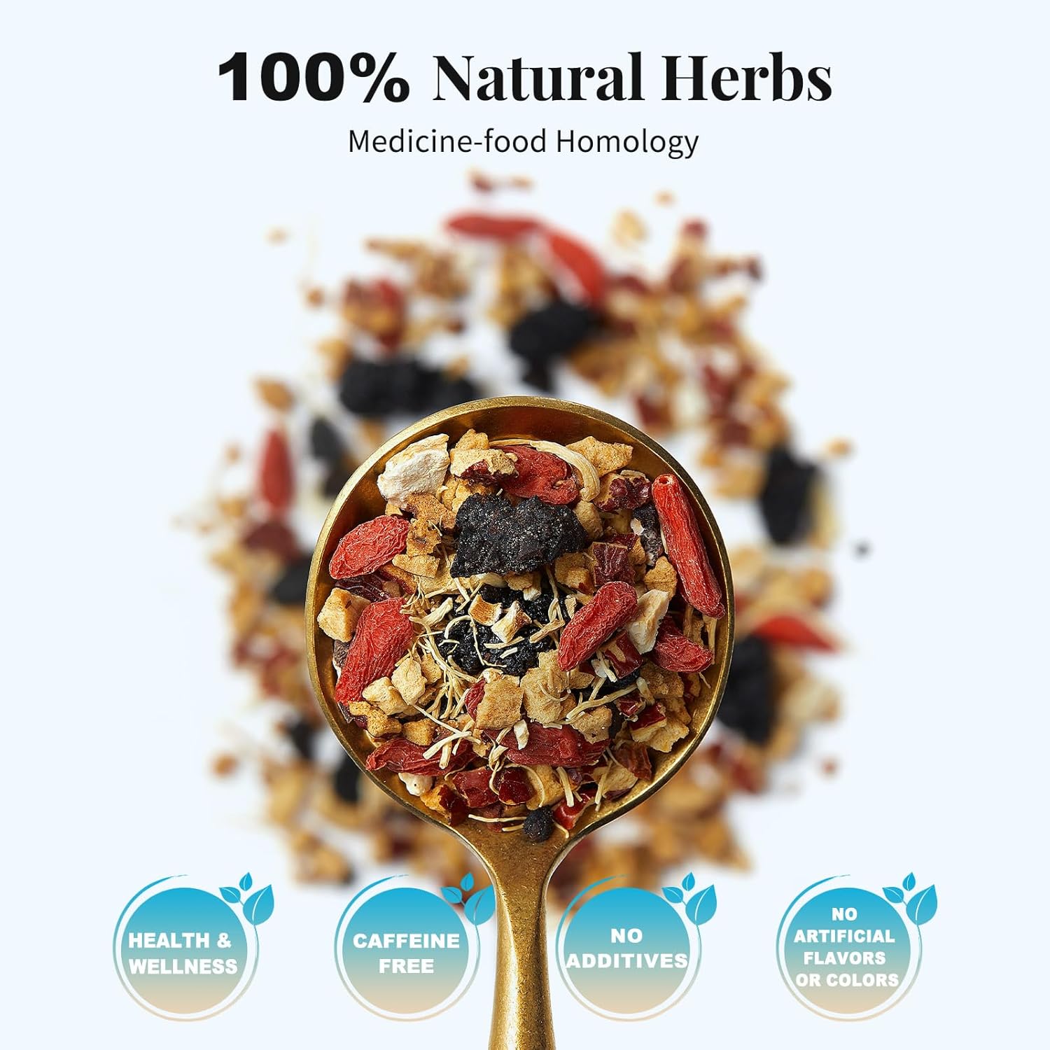 Ginseng Tea Bags - Natural Energy Boost Herbal Tea with Goji Berry & Red Dates, Kidney Tea for Mental Focus, Caffeine F-ree Morning Teas, 10 Counts Starch Bag Gift Box