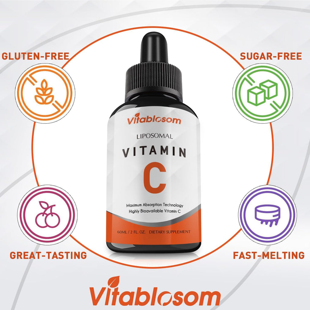 Liposomal Vitamin C Liquid Drops Supplement for Adults, Maximize VIT C, 60ml (1 Bottle)