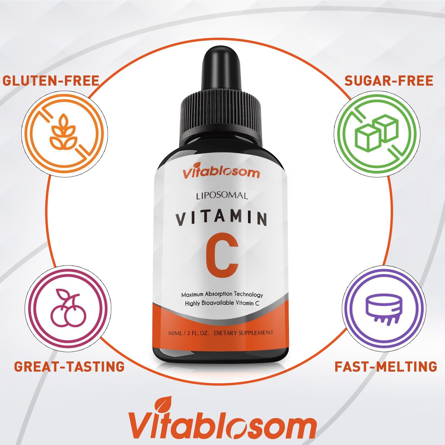 Liposomal Vitamin C 2000mg Liquid for Adults, High Absorption VIT C, Maximize Vitamin C, Good for Immune System & Antioxidant, 60ML (8 Bottles)