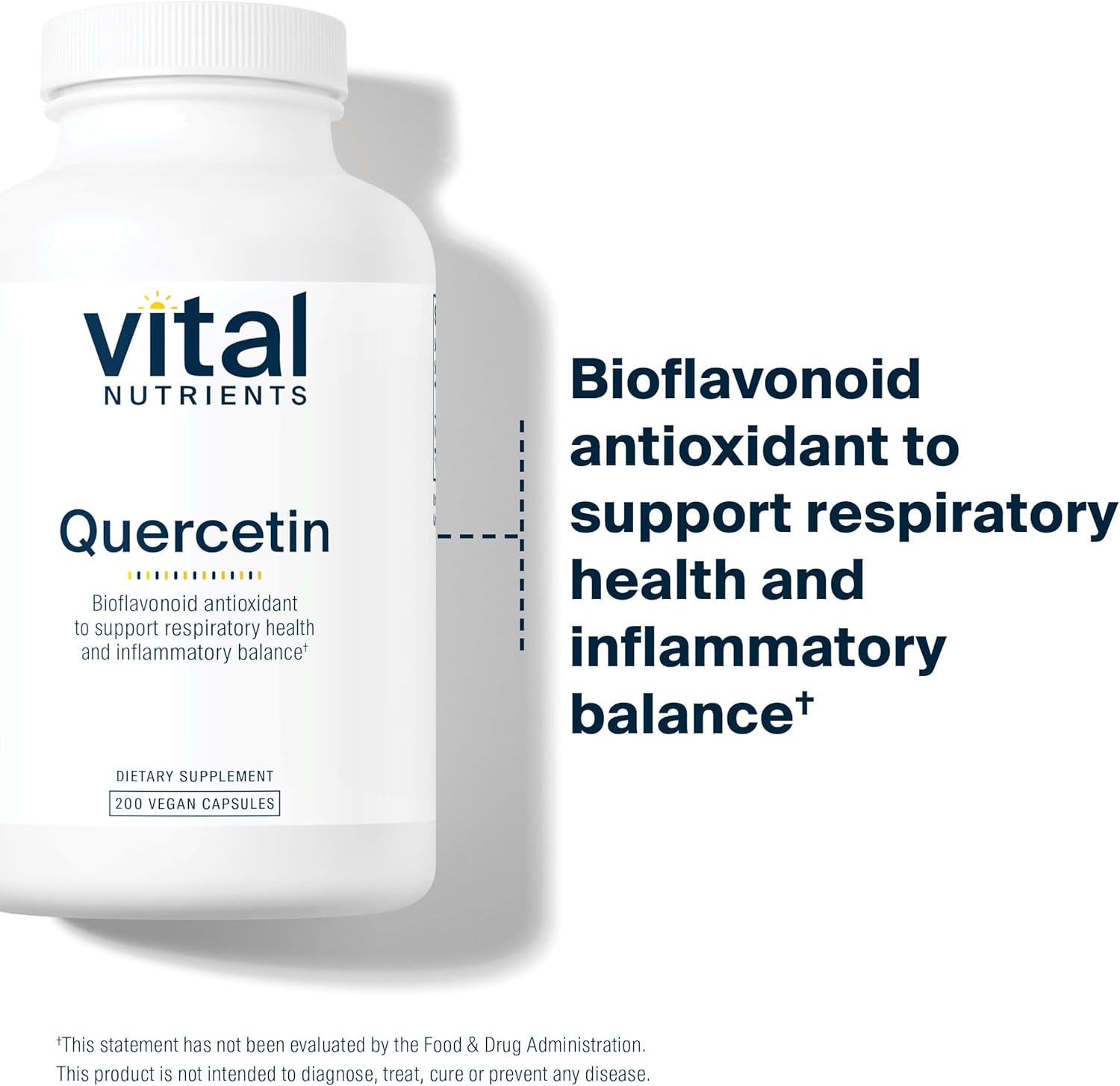 Vital Nutrients Quercetin | Vegan Quercetin Supplement with Bioflavonoids for Sinus, Respiratory, Heart, & Immune Function Support | Gluten, Dairy, Soy Free | 500mg | 200 Capsules