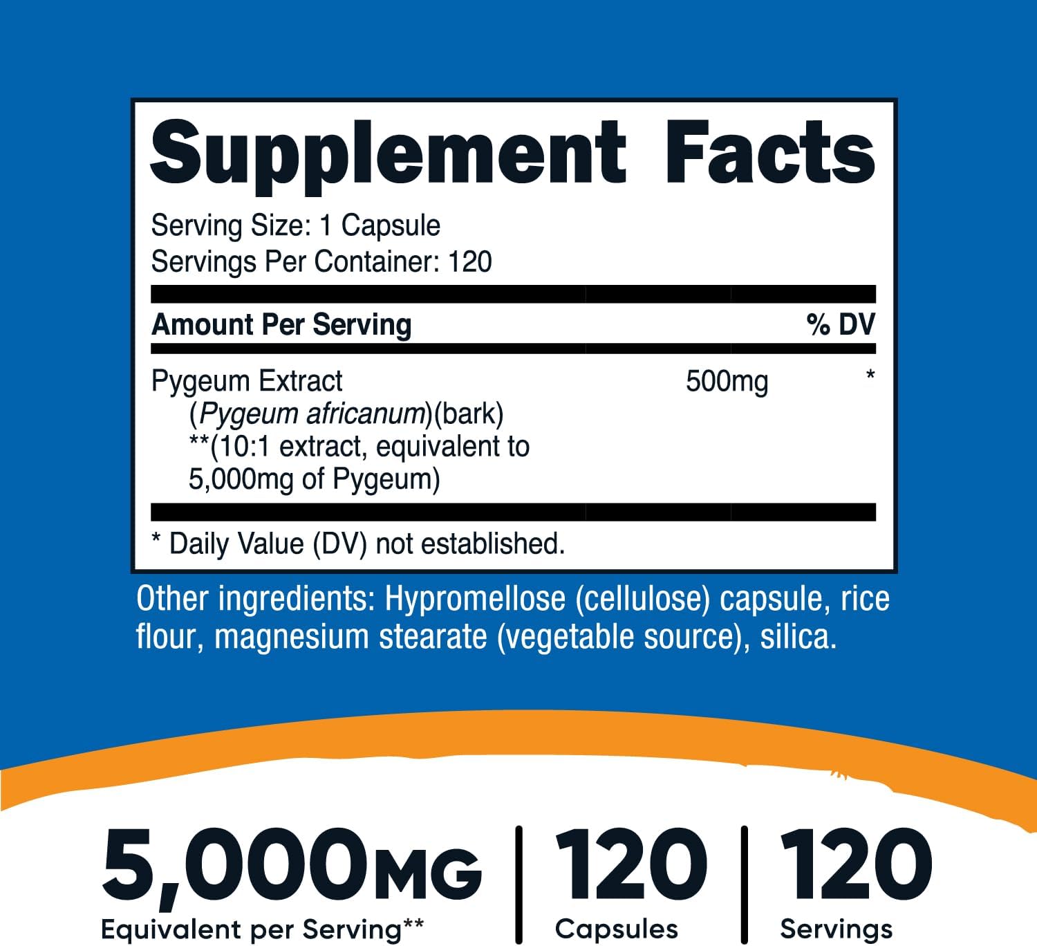 Nutricost Pygeum Extract 5000mg Equivalent, 120 Capsules (from 500mg of 10:1 Extract) - Veggie Capsules, Non-GMO, Gluten Free, Vegetarian Friendly