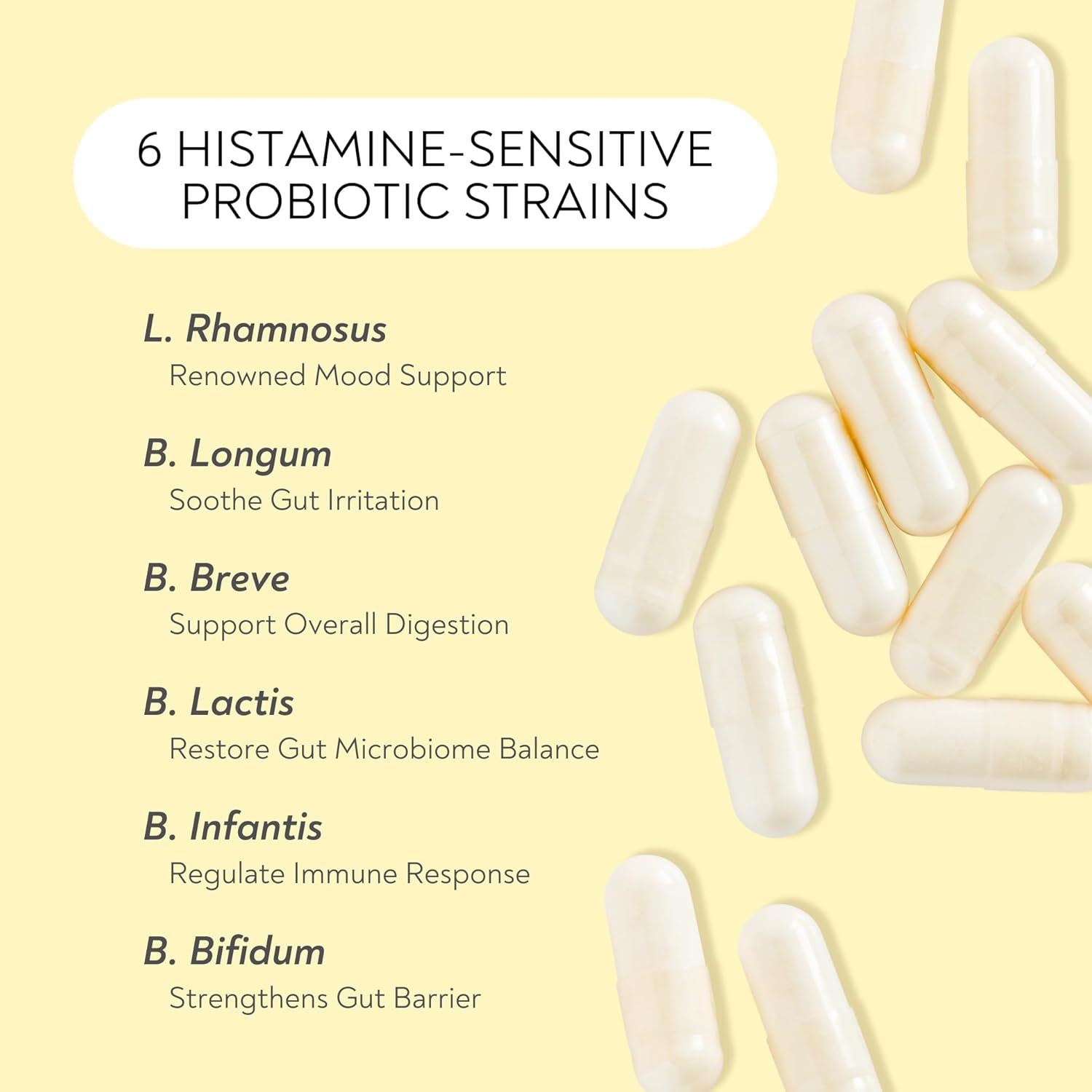 Probiotics - Mood Super Strains Probiotic - Naturally Supports Digestion & Mood - Histamine-Free Probiotics w/ L Rhamnosus GG, Shelf Stable Probiotic Supplement, 60 Day Supply, Non-GMO, VEGAN