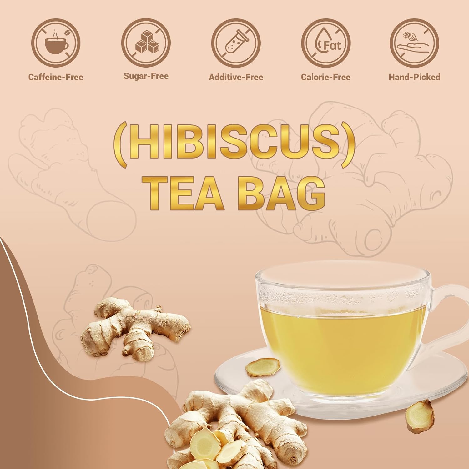 Ginger Root Herbal Tea - Caffeine Free, 100 Teabags