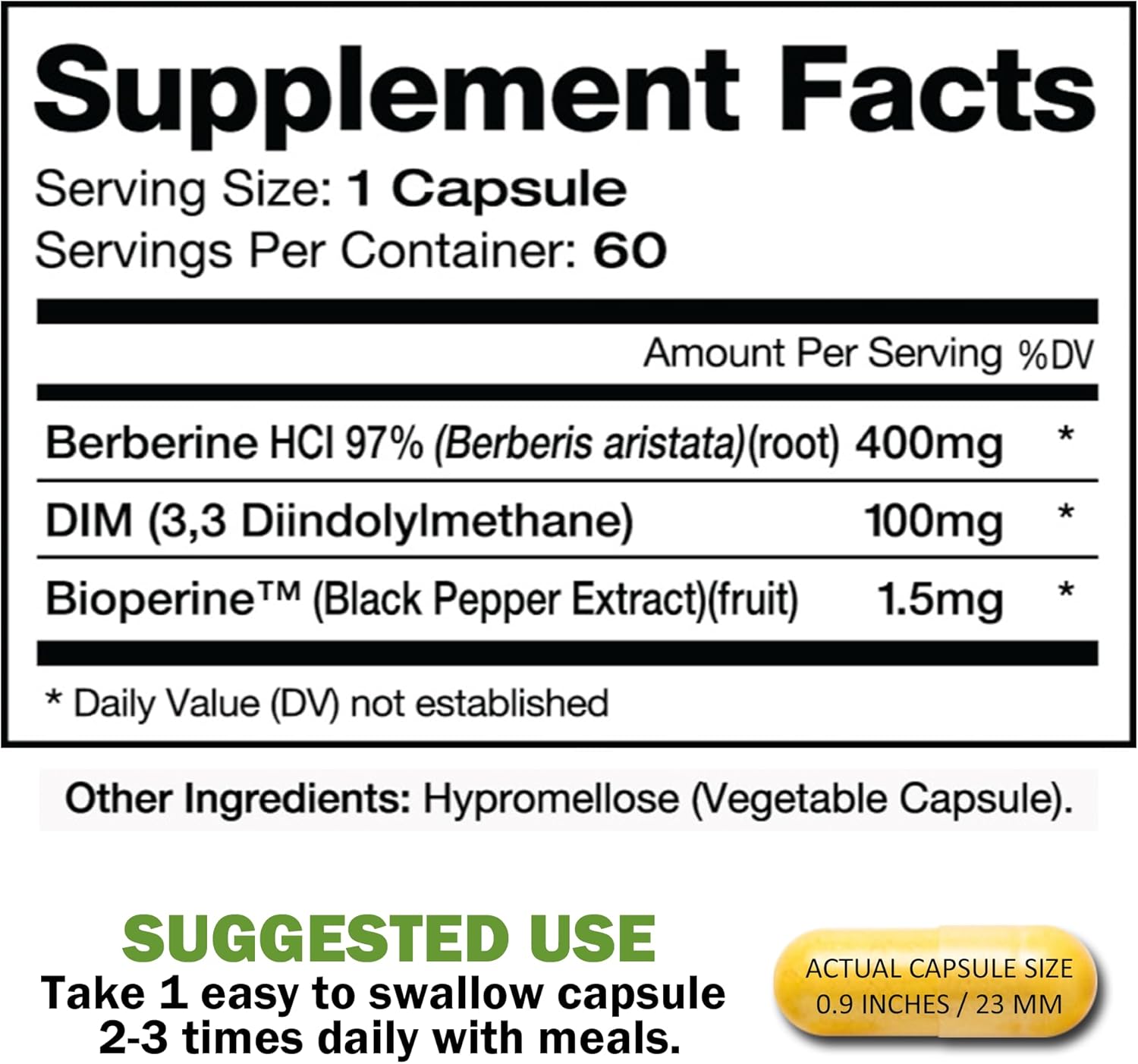 DIM & Berberine, High Purity Enhanced Absorption Formula - 60 Capsules