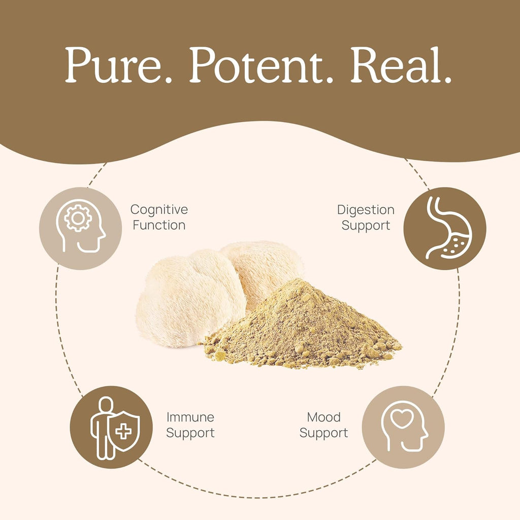 Real Mushrooms Lion’s Mane Supplement Capsules - Organic Lions Mane Extract for Overall Wellbeing - Beta Glucan Supplements – Vegan 300 ct Mushroom Extract