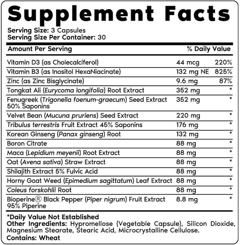 Primal Harvest Primal Total Male Natural Tribulus Terrestris, Fenugreek, Korean Ginseng, Maca Root Horny Goat Weed for Men Booster, Max Boost 90 Capsules…