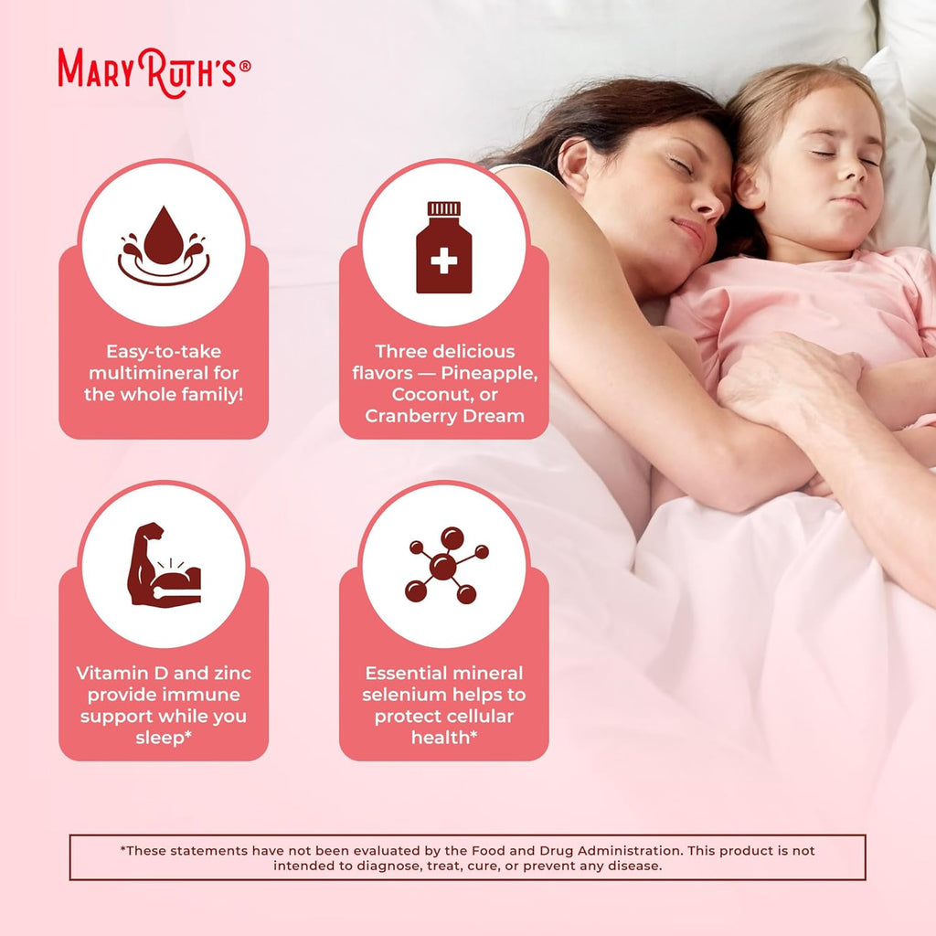 MaryRuth Organics Liquid Nighttime Multimineral | No Melatonin | Bedtime Routine | Magnesium Citrate | Calcium | Zinc | Vitamin D3| Available in 4 Flavors | Vegan | Sugar Free | Gluten Free | 32 Oz