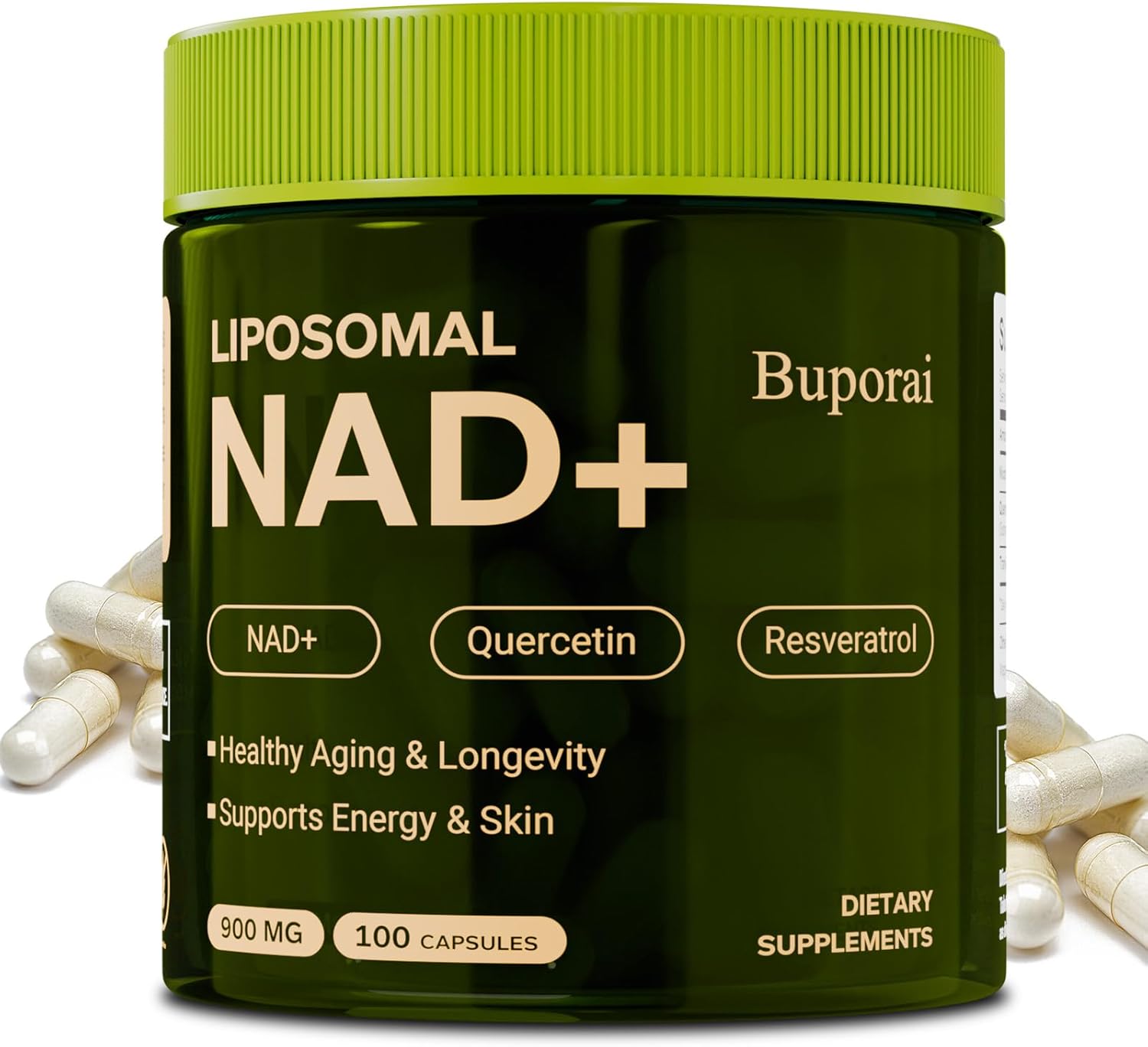 NAD Supplement 900mg with Resveratrol & Quercetin, NAD Supplement for Anti-Aging, Cellular Energy & Repair-100 Capsules