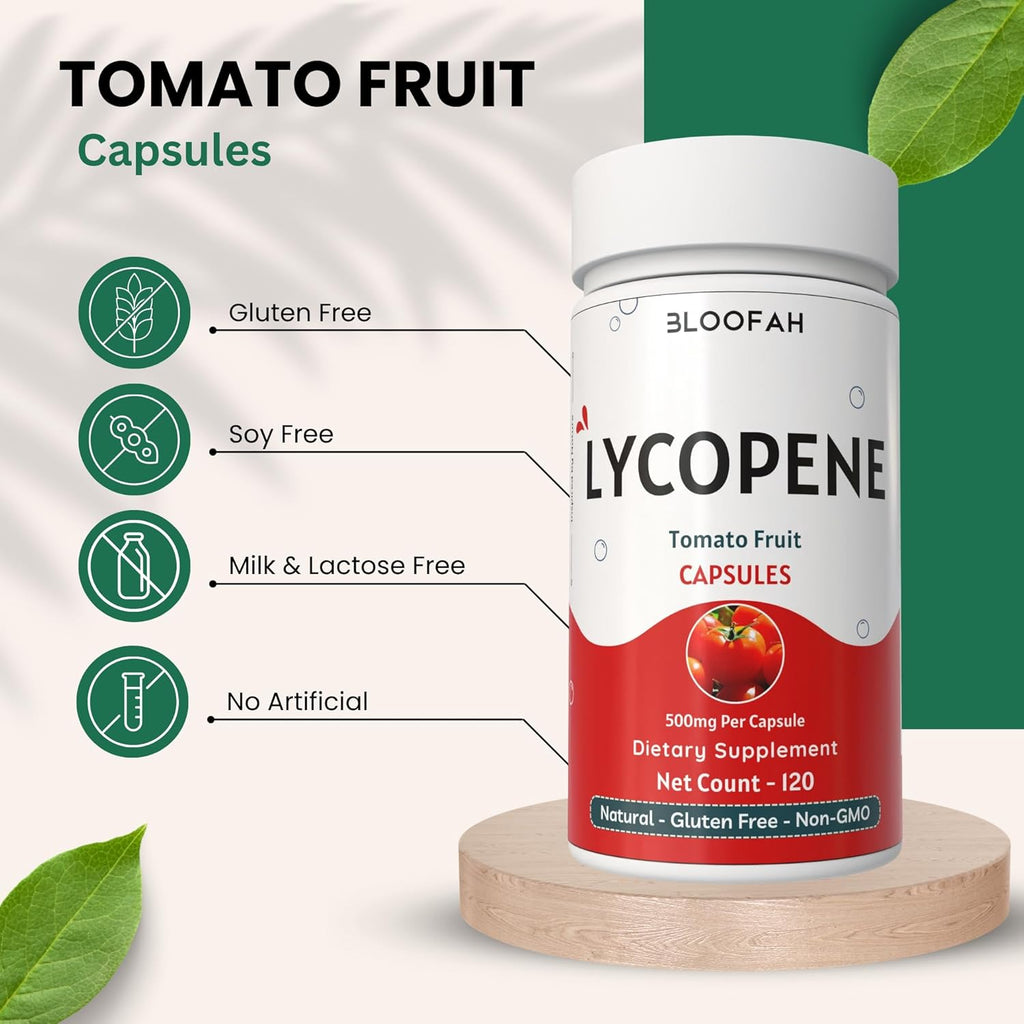 Tomato Powder Capsules 500mg (Lycopene) - 120 Count | Natural Carotenoid Supplement for Health and Wellness Support | Plant Based, Gluten Free & Non-GMO Formula