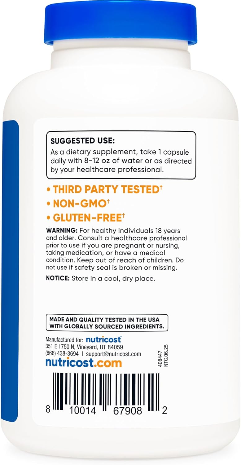 Nutricost Acetyl L-Carnitine (ALCAR) 500mg, 180 Capsules, 180 Servings - Non-GMO and Gluten Free, 1 Capsule per Serving