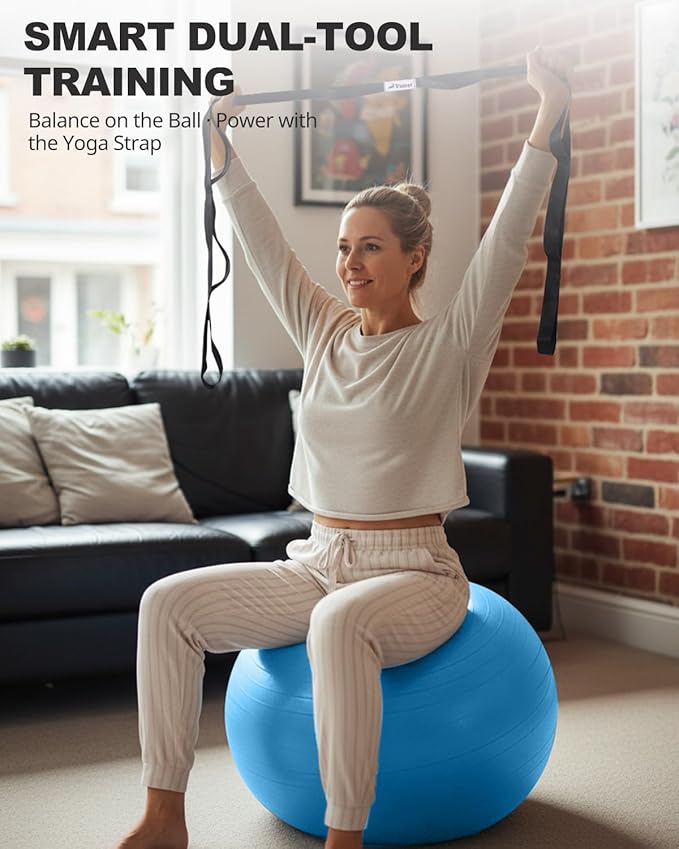 Trideer Exercise Ball for Yoga, Pilates & Fitness – Stability Ball Equipment for Home Gym & Office Chair, Core & Balance Training Accessories, Physical Therapy Equipment, Quick Pump Included, 5 Sizes