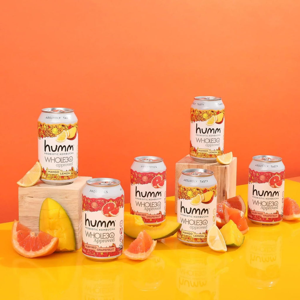 Humm Whole30 Approved Kombucha, Ruby Red Grapefruit, Organic, Vegan & GMO Free (12 Pack)
