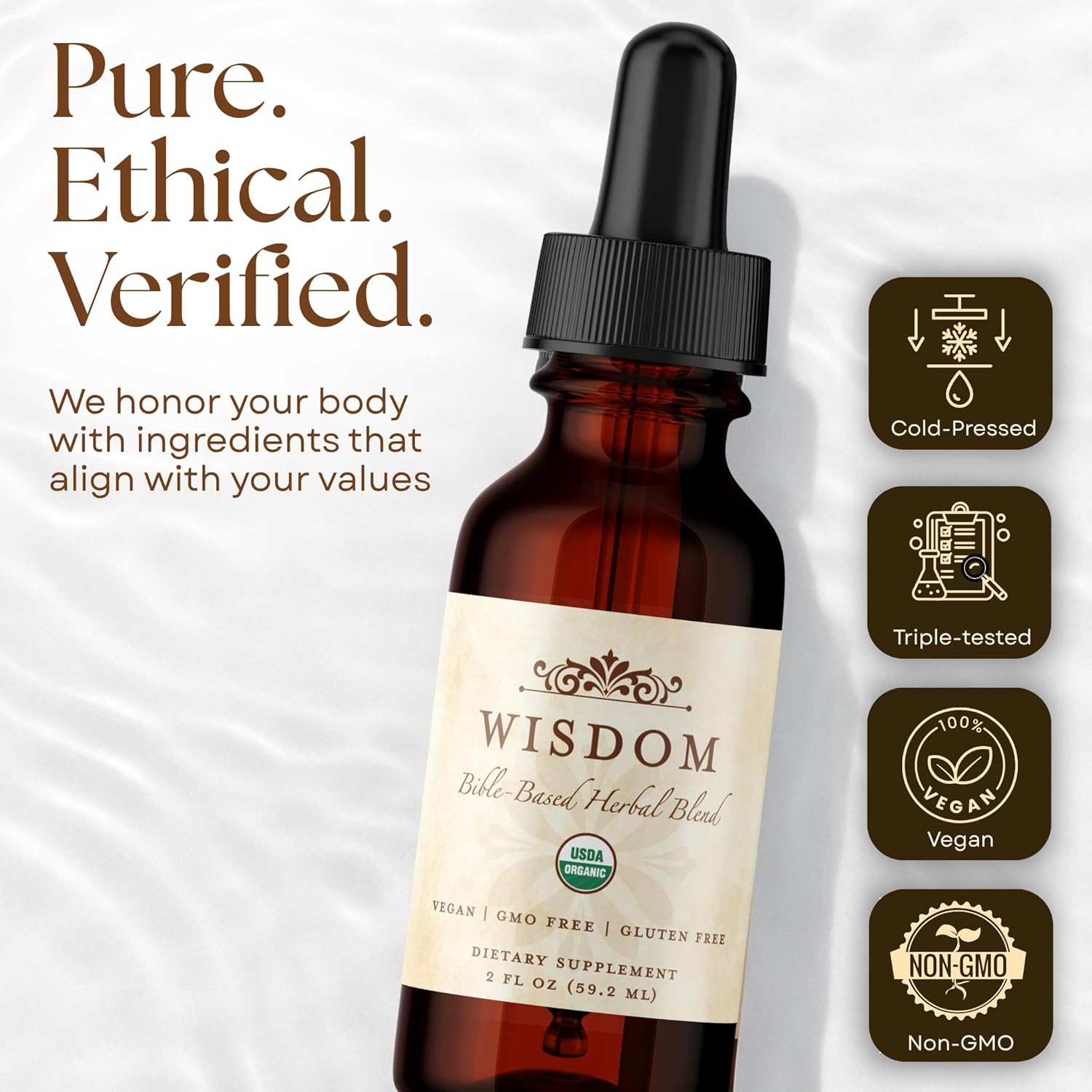 Organic Turmeric, Frankincense and Myrrh – Herbal Supplement Blend for Energy, Detox, Focus, Immunity & Stress – Non-GMO Vegan Tonic with Milk Thistle – Wisdom Bible Based Blend – 2oz Liquid Drops