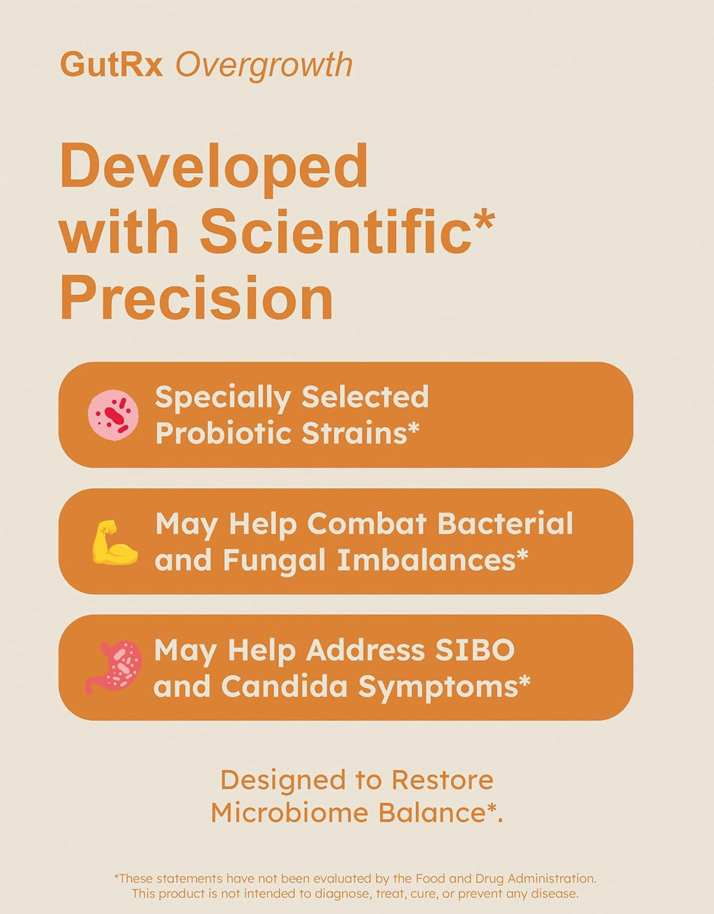 Overgrowth Probiotics for Women and Men with Saccharomyces Boulardii, Lactobacillus Reuteri & Bifidobacterium for Supporting Gut Health & Digestive Health, Gluten Free, 30 Capsules