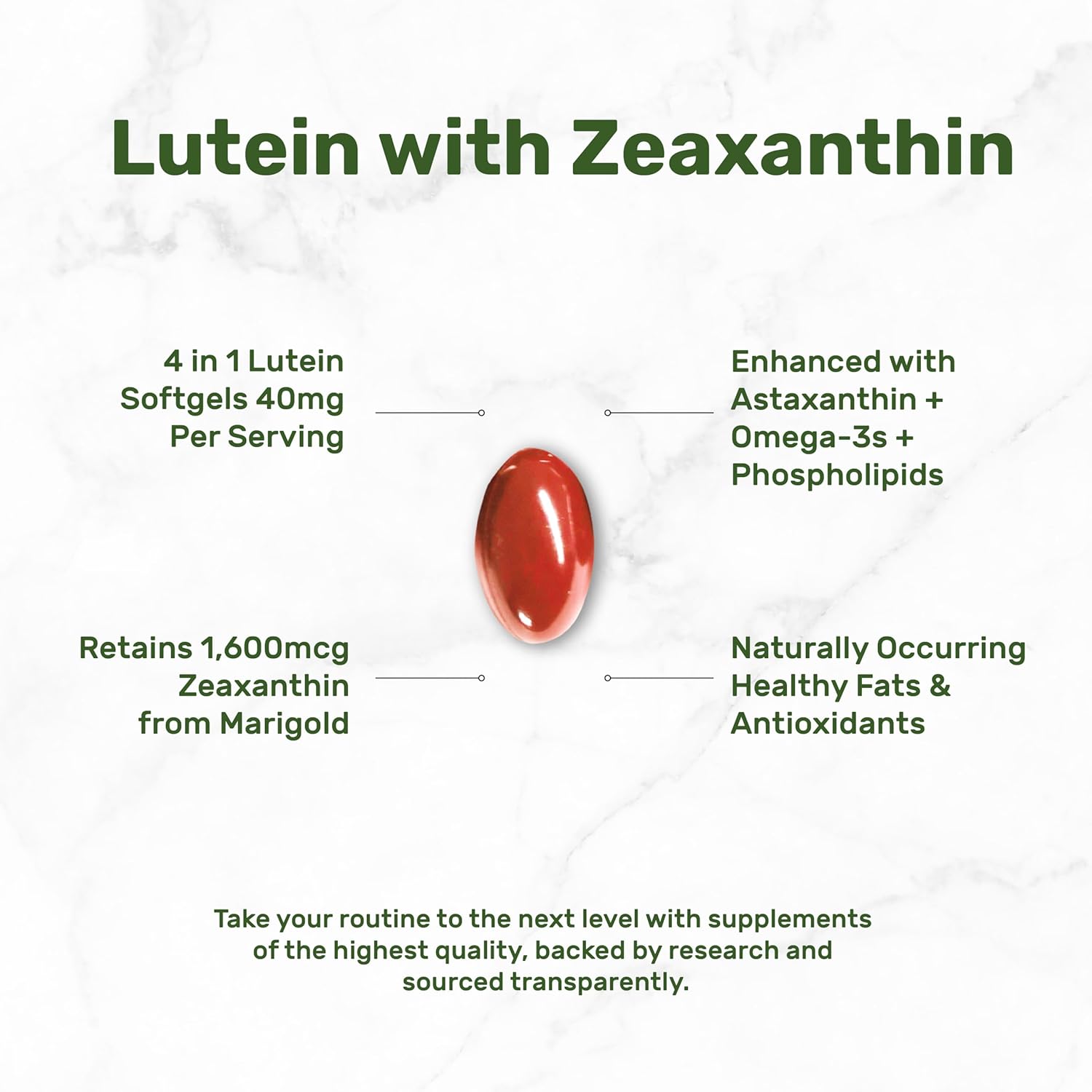 Lutein and Zeaxanthin Supplements, 40mg Per Serving, 300 Softgels