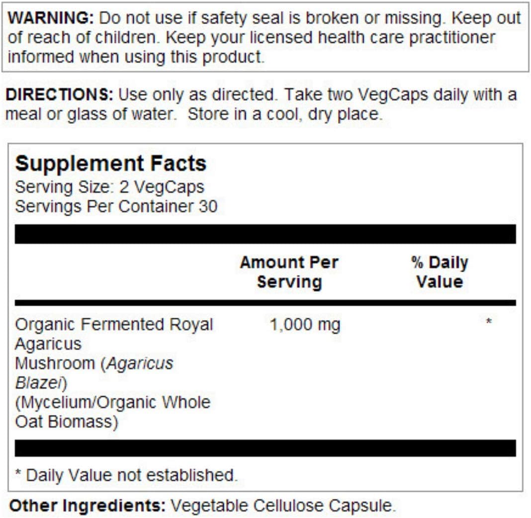 SOLARAY Fermented Royal Agaricus Mushroom 500 mg | 60 VegCaps