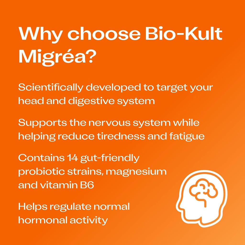 Bio-Kult Migréa | Magnesium, Vitamin B6 & Probiotics | Gut & Head Support | Advanced Multi-Strain Formula | 60 Capsules